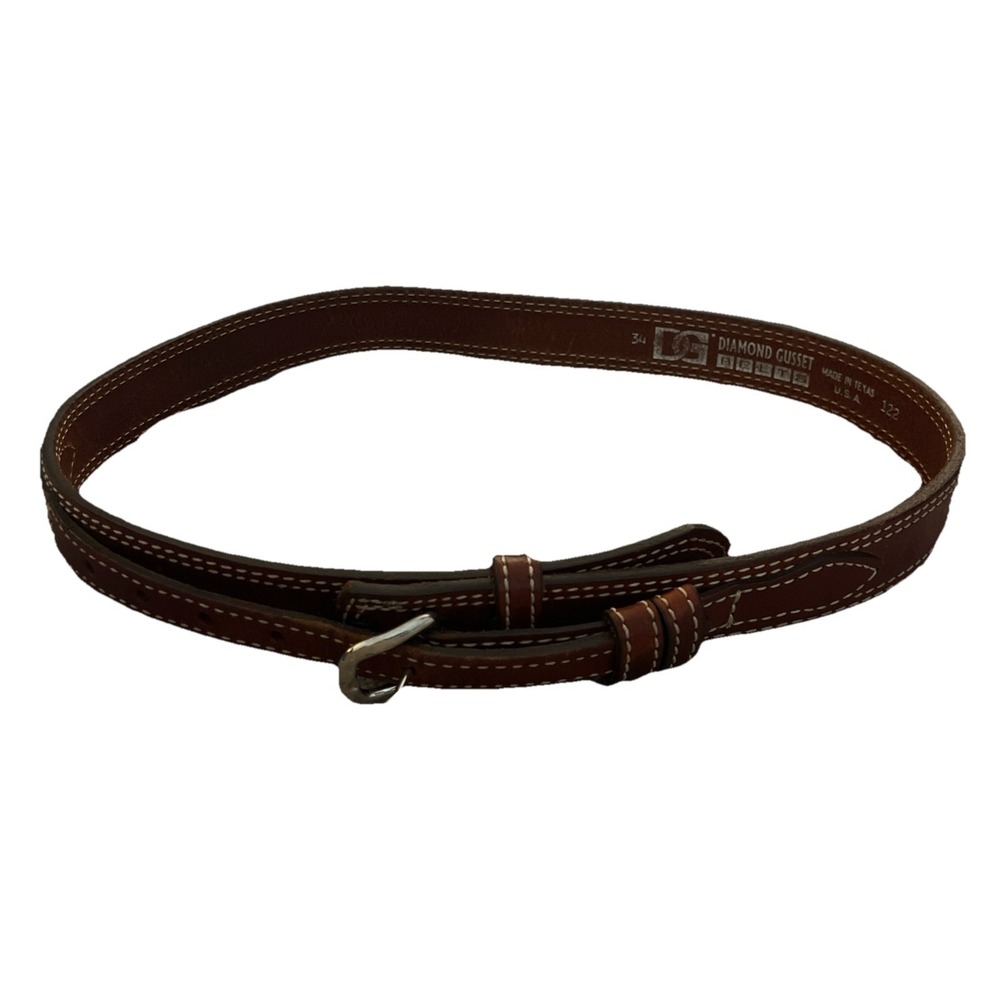 Diamond Gusset Belt Size 34 Made In Texas Brown Leather